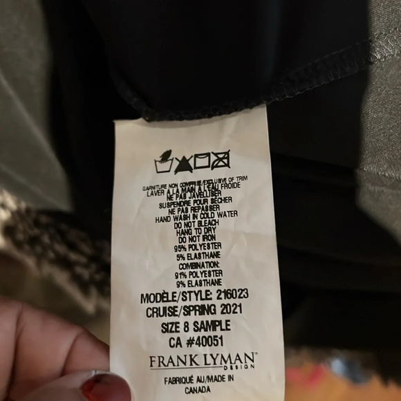 Frank Lyman Black Fluttered Ruffles Floral  sleeves cocktail Lycra dress Sz 8 - Picture 13 of 15